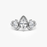 14K Gold Marquise Lab Grown Diamond Ring with Pear Side Stones - 1.80 ctw 14k White Gold Ferkos Fine Jewelry