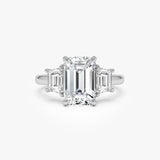 3.80 ctw 14K Gold Emerald Cut Lab Grown Diamond Three Stone Engagement Ring 14k White Gold Ferko's Fine Jewelry