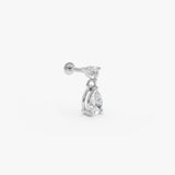 0.36 ctw 14K Gold Double Pear Lab Grown Diamond Flat Back Piercing - 14k White Gold