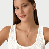 14K Gold Round Lab Grown Diamond Cross Necklace - 1.10 ctw Ferkos Fine Jewelry