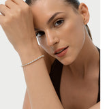 6.45 ctw 14K Gold Oval Lab Grown Diamond Tennis Bracelet, worn on model, view 3
