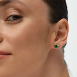 1.26 ctw 14K Lab Grown Emerald & Emerald Cut Diamond Toi et Moi Stud Earrings Ferko's Fine Jewelry
