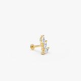0.19 ctw 14K Gold Marquise Lab Grown Diamond Flat Back Piercing Stud - 14k Gold, view 2