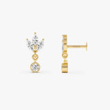 0.37 ctw 14K Gold Marquise Lab Grown Diamond Dangle Flat Back Earring - 14k Gold