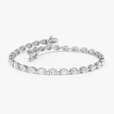 5.25 ctw 14K Gold Pear Lab Grown Diamond Tennis Bracelet - 14k White Gold