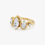 14K Gold Marquise Lab Grown Diamond Ring with Pear Side Stones - 1.80 ctw Ferkos Fine Jewelry