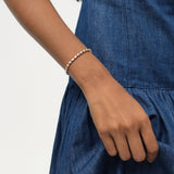 5.25 ctw 14K Gold Pear Lab Grown Diamond Tennis Bracelet, worn on model