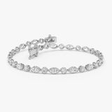 3.75 ctw 14K Gold Marquise Lab Grown Diamond Bezel Tennis Bracelet 14k White Gold Ferko's Fine Jewelry