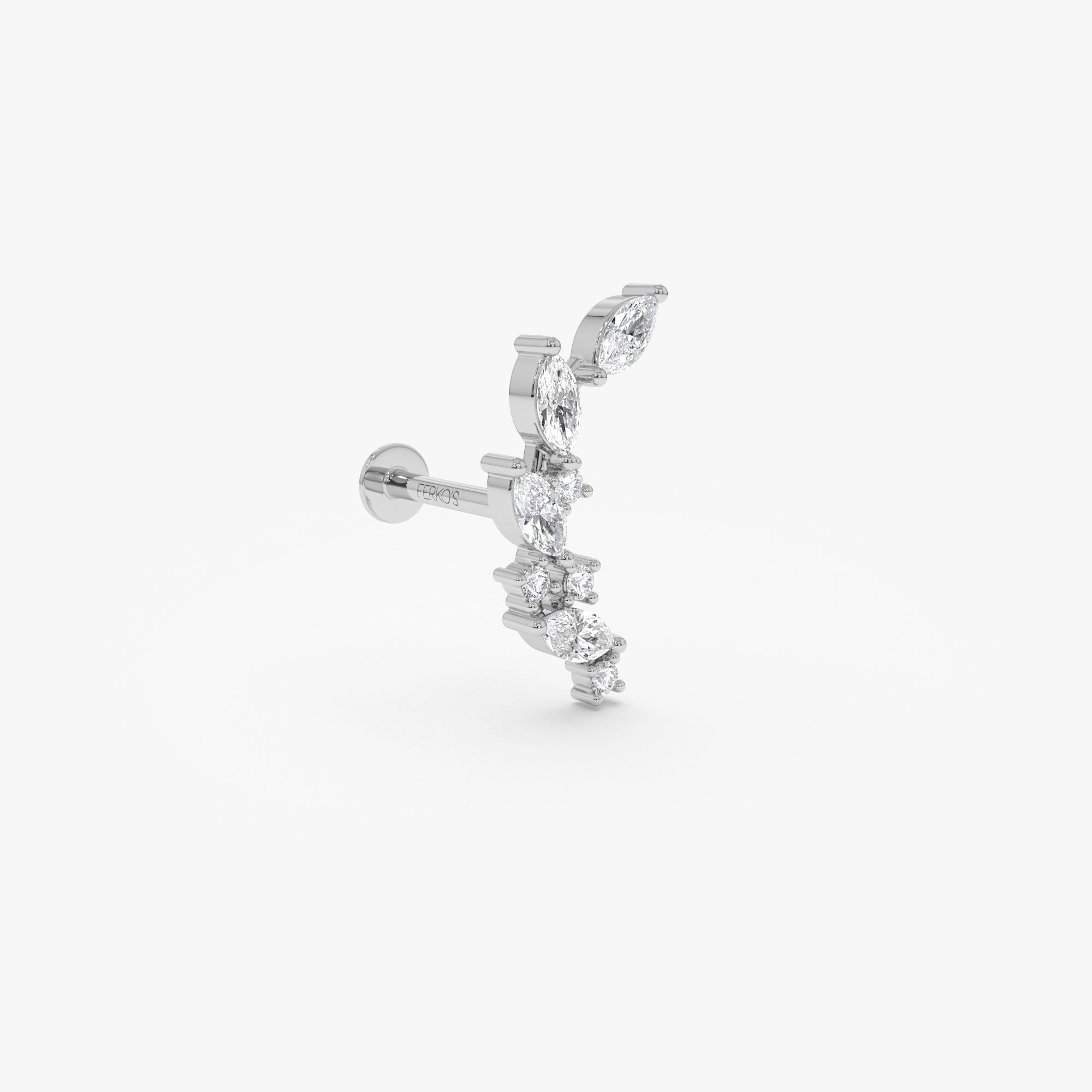 0.20 ctw 14K Gold Marquise Lab Grown Diamond Cluster Flat Back Stud - 14k White Gold