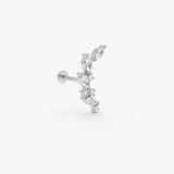 0.20 ctw 14K Gold Marquise Lab Grown Diamond Cluster Flat Back Stud - 14k White Gold