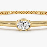 0.55 ctw 14K Gold Oval Lab Grown Diamond Bezel Bangle Bracelet - 14k Gold, view 3