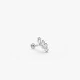 0.16 ctw 14K Gold Baguette Lab Grown Diamond Flat Back Piercing - 14k White Gold