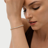 6.45 ctw 14K Gold Oval Lab Grown Diamond Tennis Bracelet, worn on model
