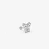 0.19 ctw 14K Gold Marquise Lab Grown Diamond Butterfly Flat Back Piercing - 14k White Gold