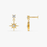 0.08 ctw 14K Gold North Star Lab Grown Diamond Flat Back Stud - 14k Gold