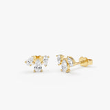 14K Gold Pear Shape Lab Grown Diamond Cluster Stud Earrings - 0.65 ctw 14k Gold Ferkos Fine Jewelry