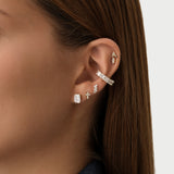 0.05 ctw 14K Gold Arrow Lab Grown Diamond Cartilage Stud Earring, worn on model, view 2
