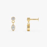 0.17 ctw 14K Gold Marquise Lab Grown Diamond Bezel Stud Earring 14k Gold Ferko's Fine Jewelry