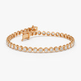 3.40 ctw 14K Gold Round Lab Grown Diamond Bezel Tennis Bracelet - 14k Rose Gold