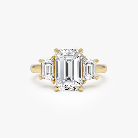 3.80 ctw 14K Gold Emerald Cut Lab Grown Diamond Three Stone Engagement Ring 14k Gold Ferko's Fine Jewelry