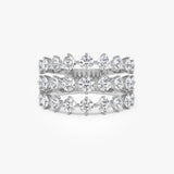 1.70 ctw 14K Gold Round Lab Grown Diamond Three Row Wide Band Ring 14k White Gold Ferko's Fine Jewelry