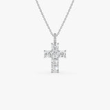 14K Asscher Cut Lab Grown Diamond Cross Necklace - 1.90 ctw 14k White Gold Ferkos Fine Jewelry