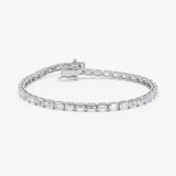 8.60 ctw 14K Gold Emerald Cut Lab Grown Diamond East West Tennis Bracelet - 14k White Gold