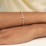 3.60 ctw 14K Gold Marquise Lab Grown Diamond Bezel Tennis Bracelet, worn on model, view 3