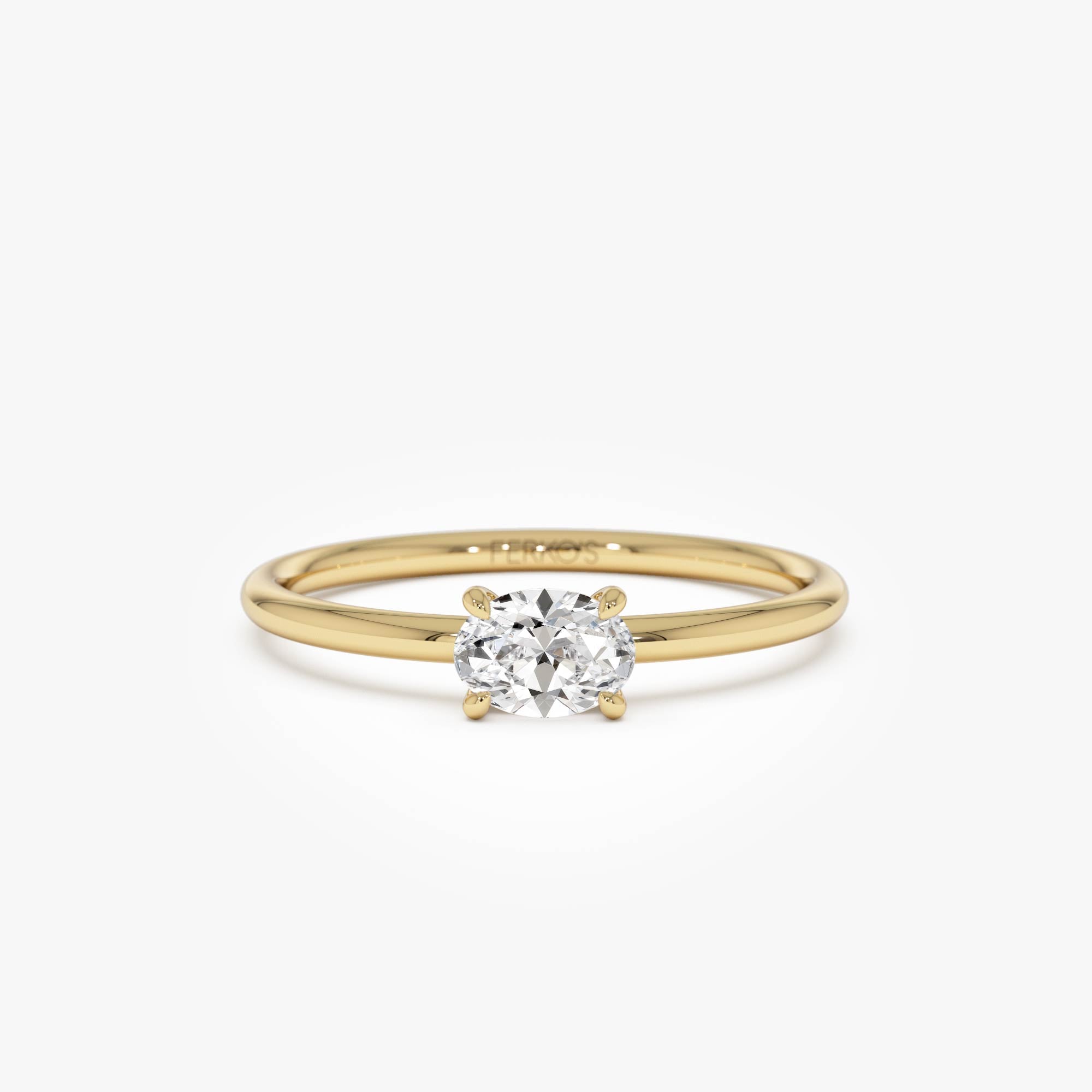 0.30 ctw 14K Gold Oval Lab Grown Diamond Solitaire Ring 14k Gold Ferko's Fine Jewelry