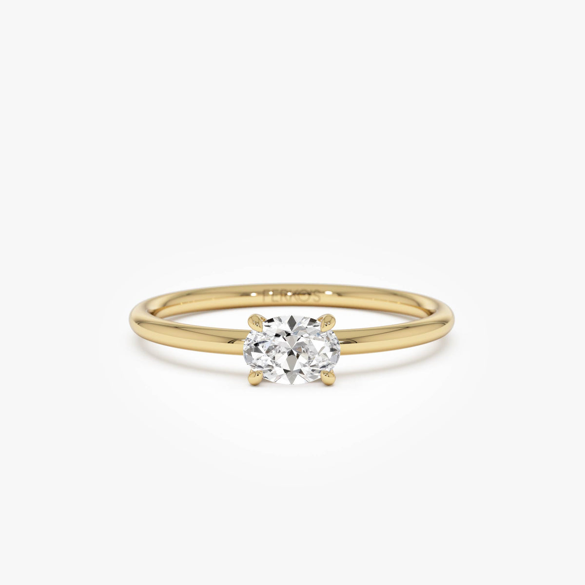 0.30 ctw 14K Gold Oval Lab Grown Diamond Solitaire Ring 14k Gold Ferko's Fine Jewelry