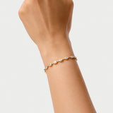 3.75 ctw 14K Gold Oval Lab Grown Diamond Bezel Tennis Bracelet, worn on model, view 2