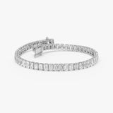 11.40 ctw 14K Gold Emerald Cut Lab Grown Diamond Tennis Bracelet - 14k White Gold