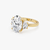 4.85 ctw 14K Gold Oval Lab Grown Diamond Three Stone Engagement Ring Ferko's Fine Jewelry
