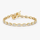 3.60 ctw 14K Gold Marquise Lab Grown Diamond Bezel Tennis Bracelet - 14k Gold