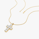 14K Asscher Cut Lab Grown Diamond Cross Necklace - 1.90 ctw Ferkos Fine Jewelry
