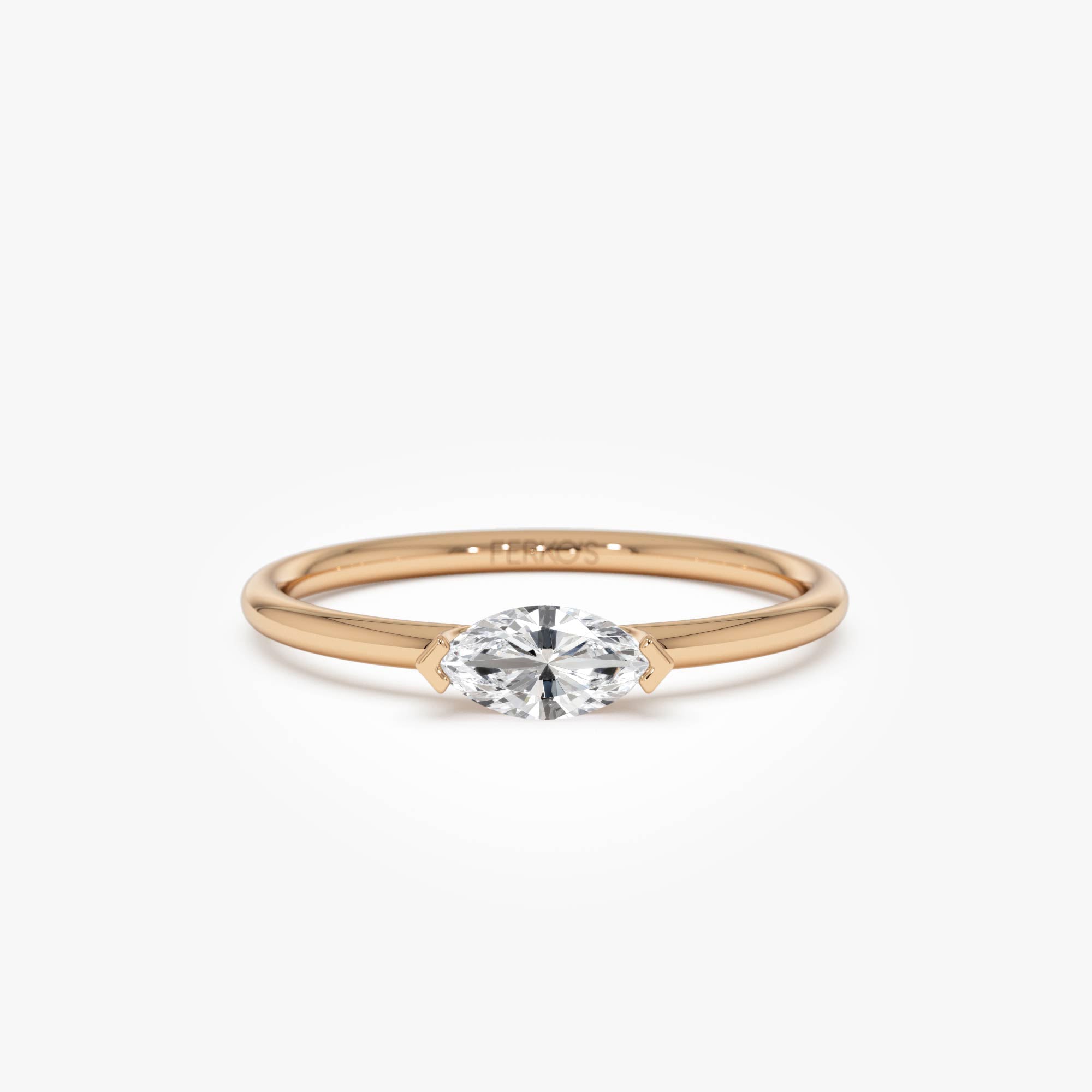 0.25 ctw 14K Gold Marquise Lab Grown Diamond East West Solitaire Ring Ferko's Fine Jewelry