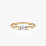 0.25 ctw 14K Gold Marquise Lab Grown Diamond East West Solitaire Ring - 14k Rose Gold