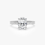 1.95 ctw 14K Gold Oval Lab Grown Diamond Pave Engagement Ring 14k White Gold Ferkos Fine Jewelry