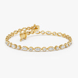 3.75 ctw 14K Gold Marquise Lab Grown Diamond Bezel Tennis Bracelet 14k Gold Ferko's Fine Jewelry