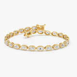 5.00 ctw 14K Gold Oval Lab Grown Diamond Bezel Tennis Bracelet - 14k Gold