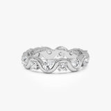 14K Pear and Round Lab Grown Diamond Wave Eternity Ring - 1.05 ctw 14k White Gold Ferko's Fine Jewelry