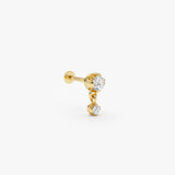 0.14 ctw 14K Gold Round Lab Grown Diamond Two-Stone Stud Earrings - 14k Gold, view 2