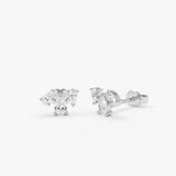 14K Gold Pear Shape Lab Grown Diamond Cluster Stud Earrings - 0.65 ctw 14k White Gold Ferkos Fine Jewelry
