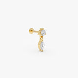 0.20 ctw 14K Gold Round & Marquise Lab Grown Diamond Drop Threaded Stud - 14k Gold, view 2