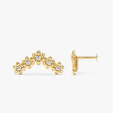 0.10 ctw 14K Gold Flower Lab Grown Diamond Flat Back Piercing Stud - 14k Gold