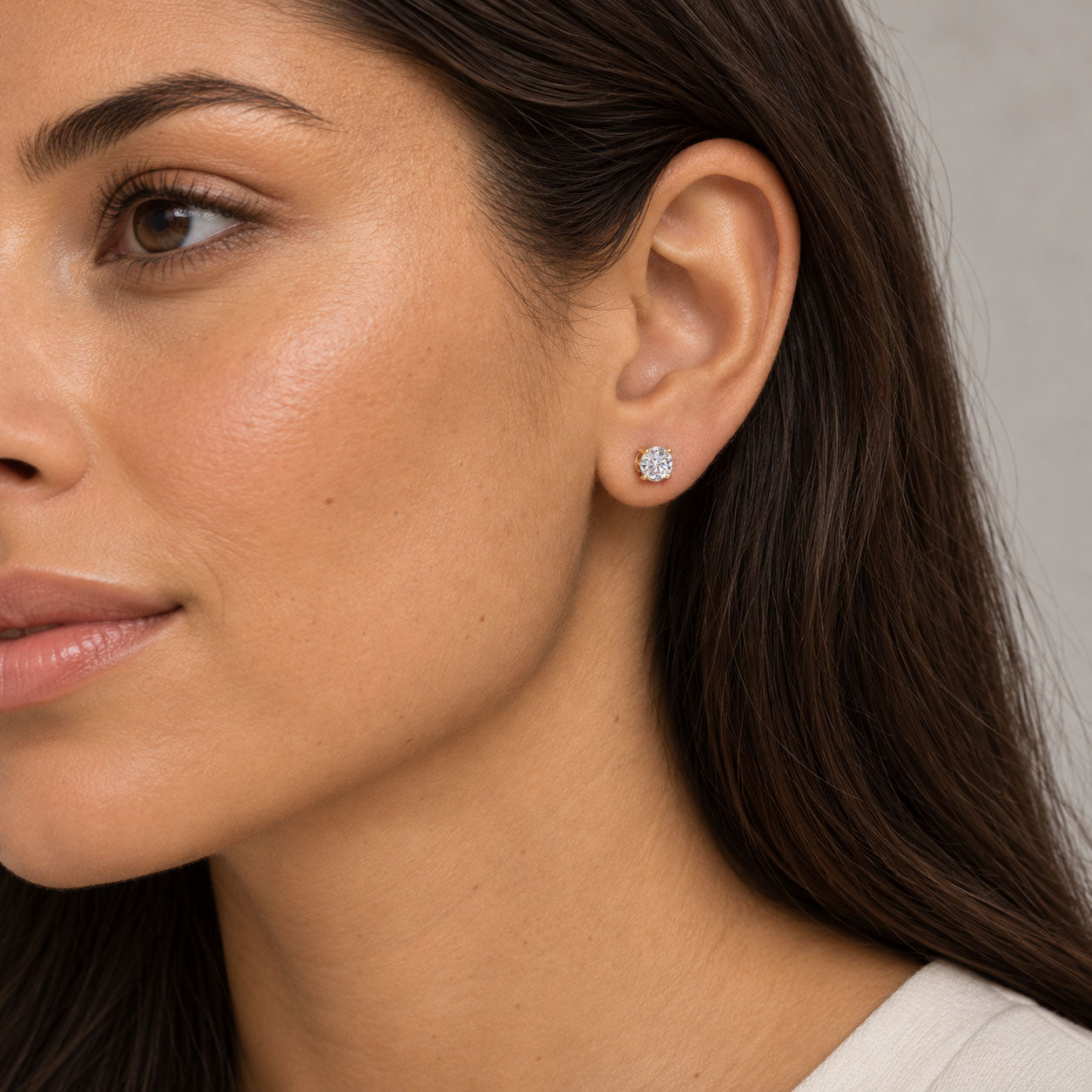 14K Round Lab Grown Diamond Four Prong Stud Earrings - 0.50 ctw Ferkos Fine Jewelry