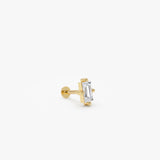 0.15 ctw 14K Gold Baguette Lab Grown Diamond Flat Back Stud Earring - 14k Gold, view 2