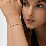 6.00 ctw 14K Gold Baguette & Round Lab Grown Diamond Tennis Bracelet, worn on model, view 3