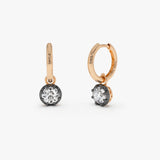 14K Gold Round Lab Grown Diamond Georgian Style Huggie Earrings - 1.55 ctw 14k Rose Gold Ferko's Fine Jewelry
