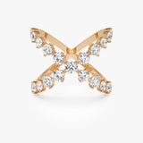 1.40 ctw 14K Gold Round Lab Grown Diamond Crossover X Ring Ferko's Fine Jewelry